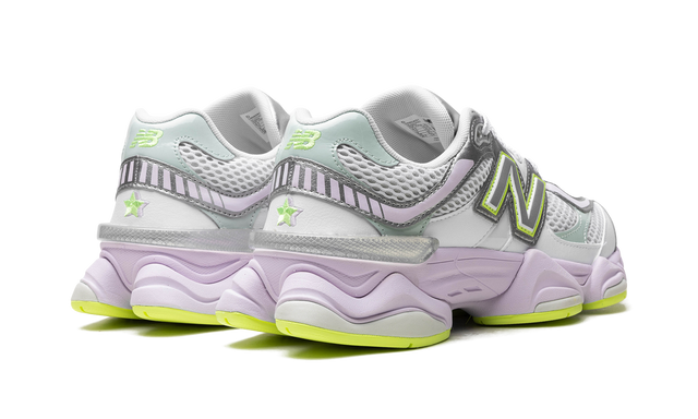 NB 9060 White, Silver Metallic, and Taro