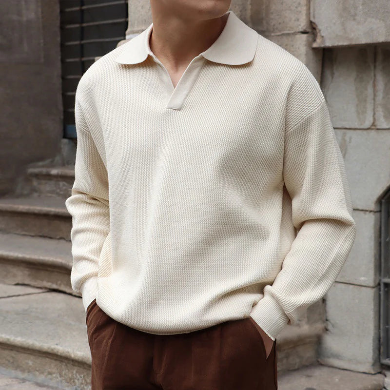 BUSAN Retro V-Neck Polo Shirt