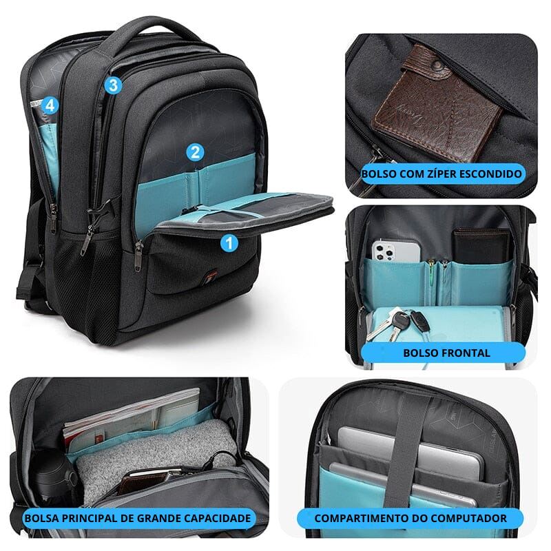 Michigan Executive Backpack - 17-Inch Laptop Compatible, Waterproof Design with USB Port