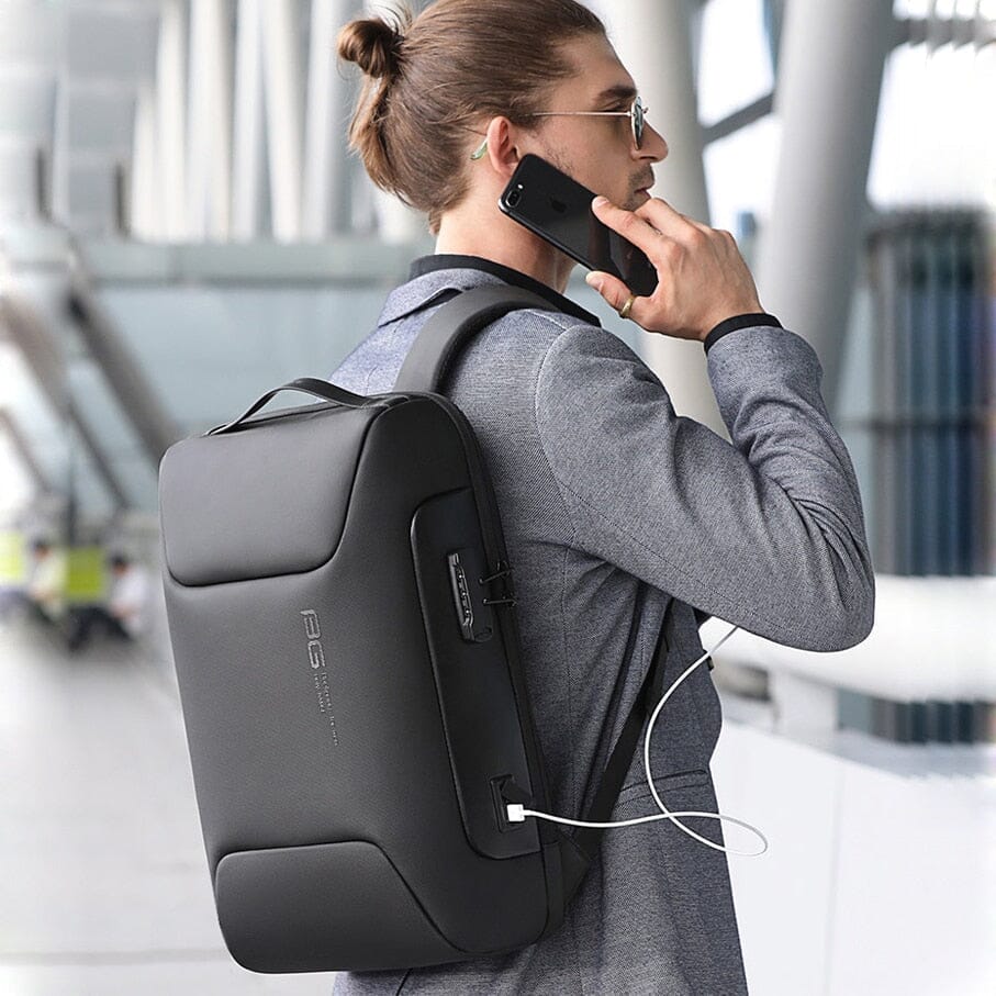 Luxxy Premium Executive Backpack - 15" Laptop Compatible, Waterproof, USB Charging Port, TSA-Approved Lock