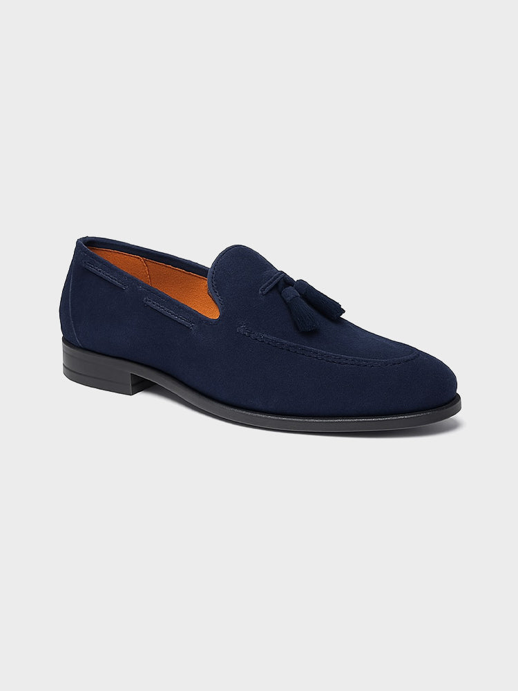 Suede Loafers with Tassel Detail