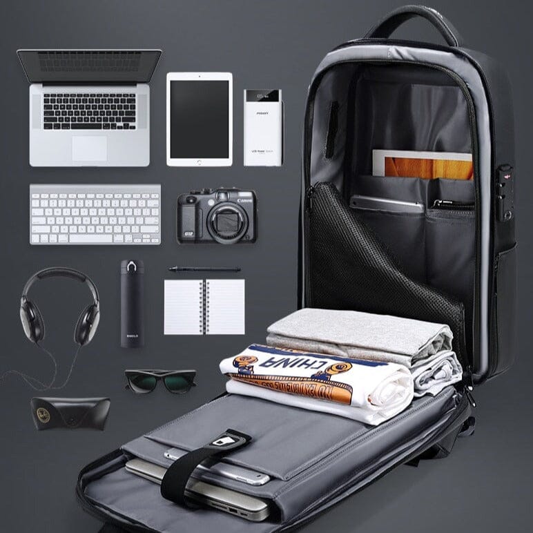 Fenruen Executive Backpack - Expandable, Waterproof, 14" Laptop Compartment with USB Port