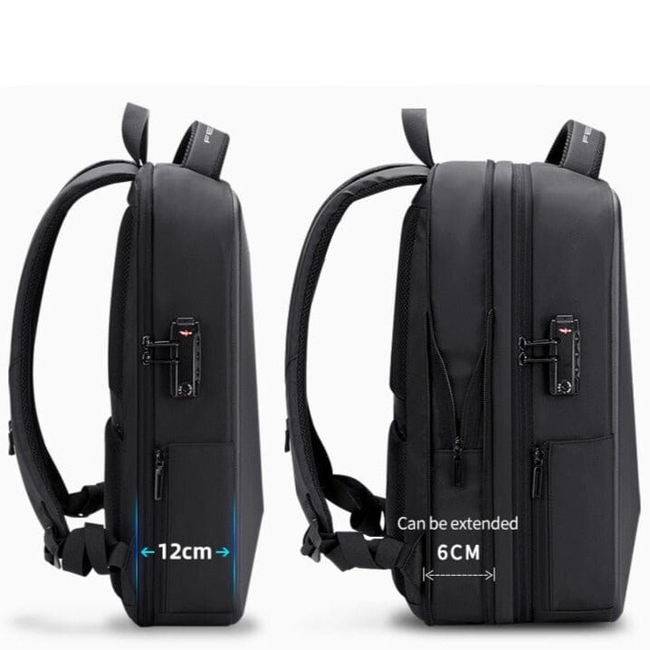 Fenruen Executive Backpack - Expandable, Waterproof, 14" Laptop Compartment with USB Port