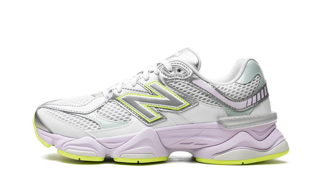 NB 9060 White, Silver Metallic, and Taro
